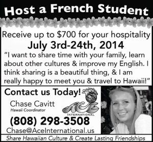 french student hosts needed in maui