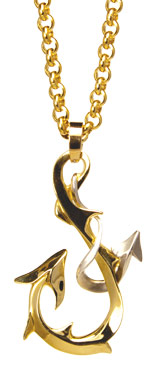 gold fish hook pendant